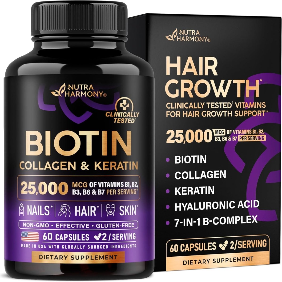 Biotin Collagen Keratin Complex Hair Skin & Nail Support - ToxiTress Hair Experience