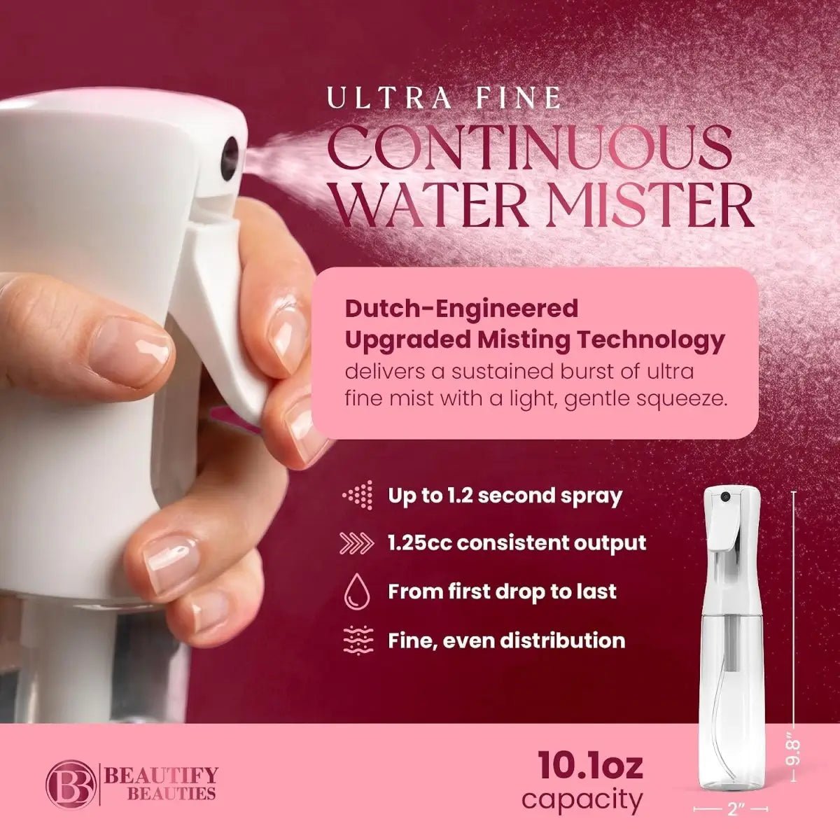 Continuous Fine Mist Spray Bottle for Hair & Plants - ToxiTress Hair Experience