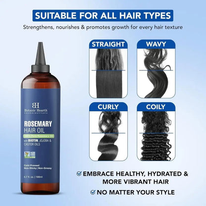 Rosemary Hair Oil for Hair Growth with Biotin & Castor - ToxiTress Hair Experience