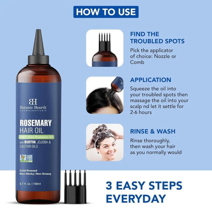 Rosemary Hair Oil for Hair Growth with Biotin & Castor - ToxiTress Hair Experience